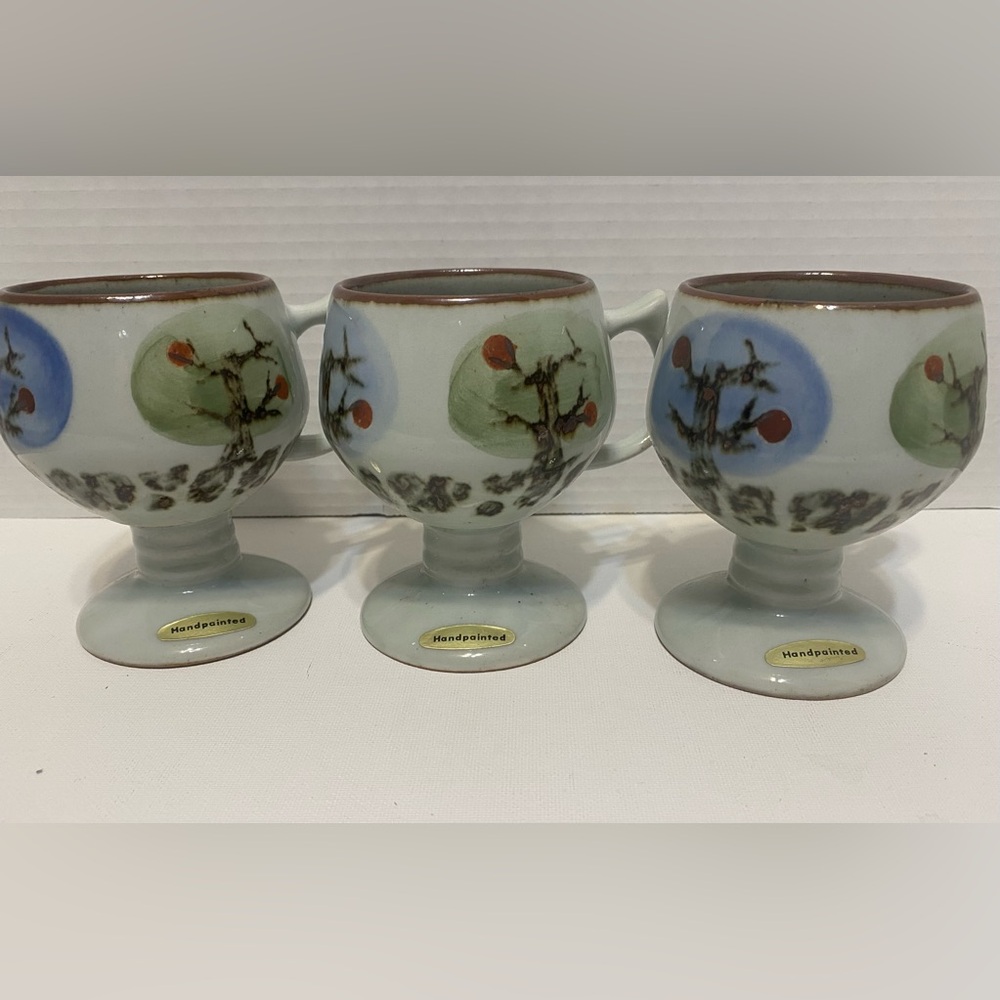 Otagiri Japan Hand painted Artesian Pedestal‎ Mugs Lot Of 3